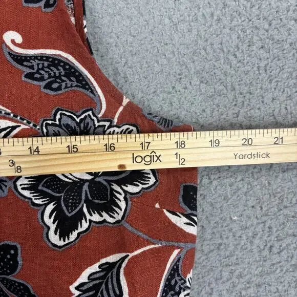 Garnet Hill Linen Dress 6 Beachy Floral Natural Pockets Sleeveless Resort 2022 - Picture 7 of 11